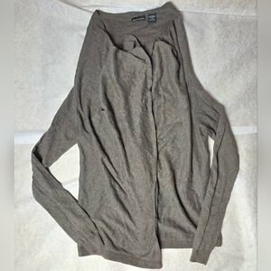 Moda International Brown Cotton and Cashmere Open Cardigan XS